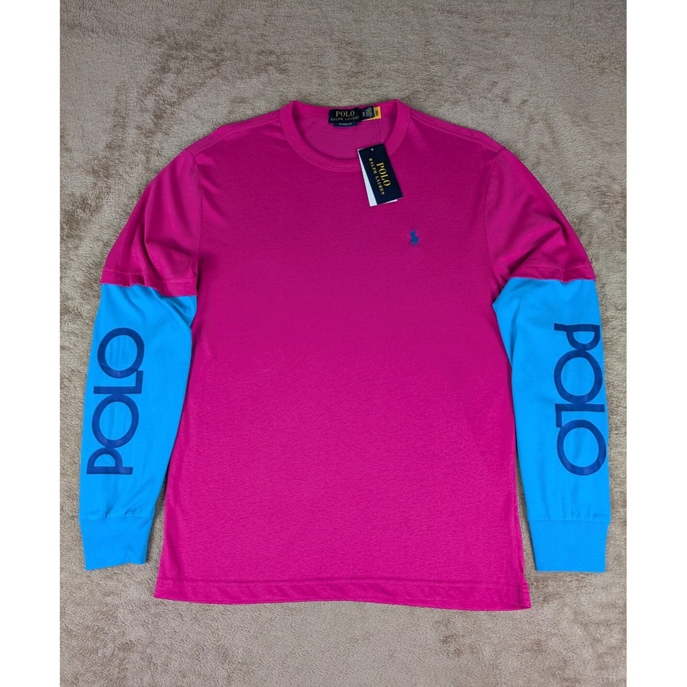 Rare Polo Ralph Lauren Classic Fit Logo Jersey Spectre P2‎ Spring Look Pink Blue